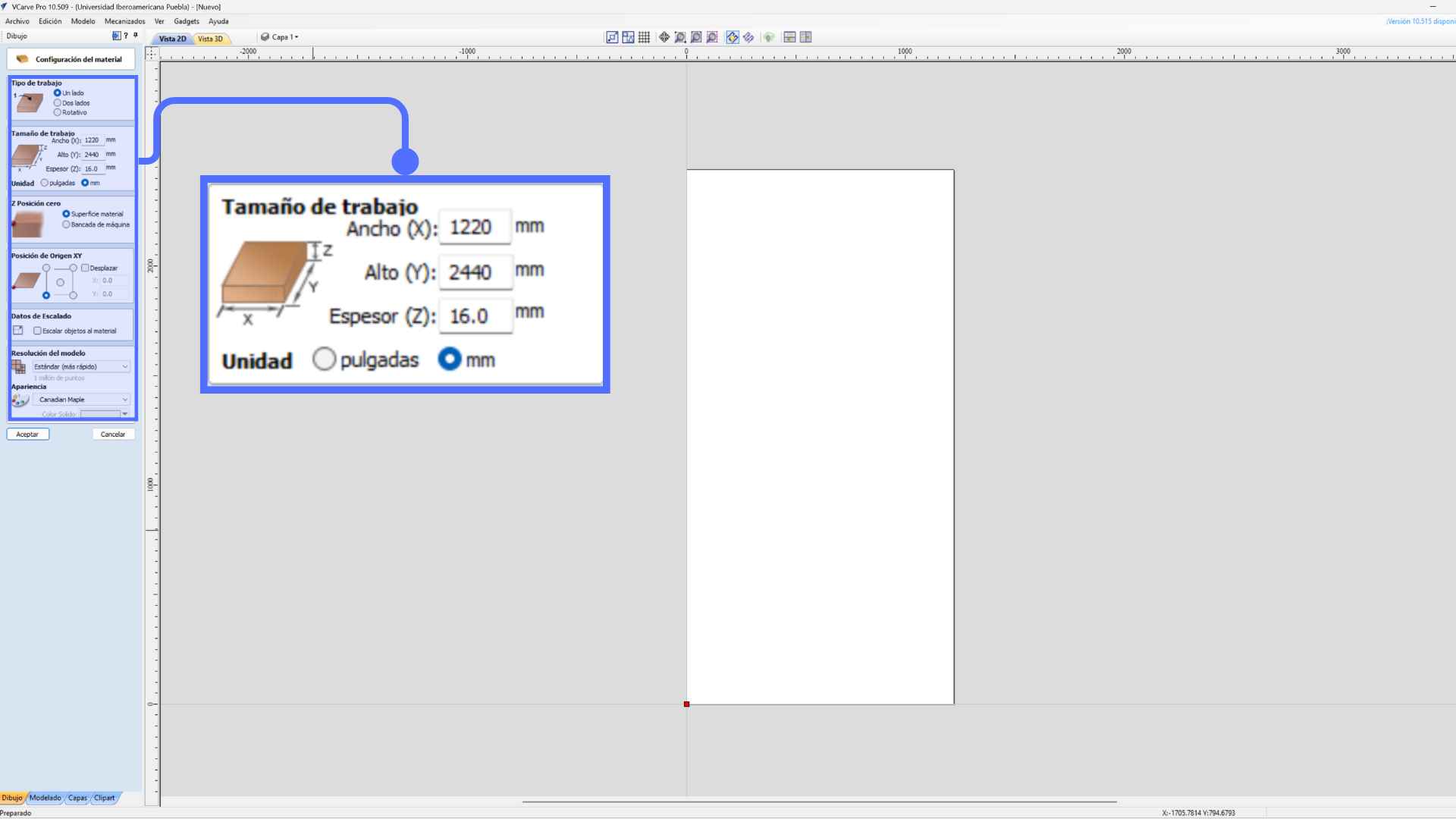 width (X)= 1220 mm / height (Y)= 2440 mm / thickness (Z)= 12 mm